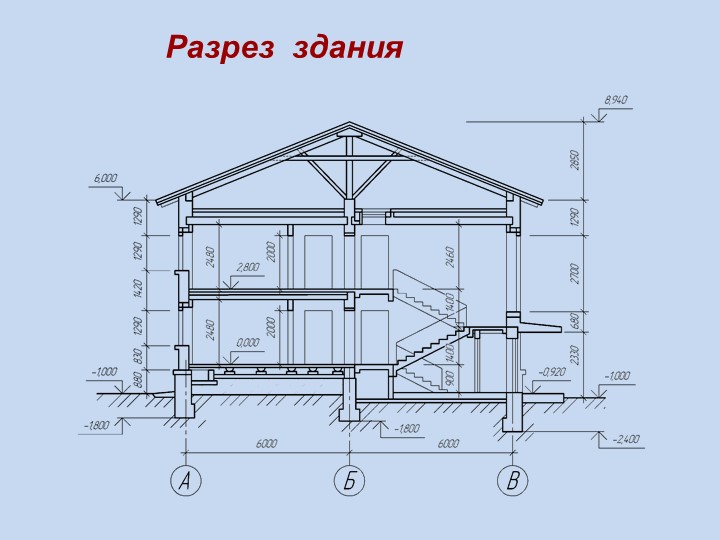 Разрез здания чертеж с плоской крышей