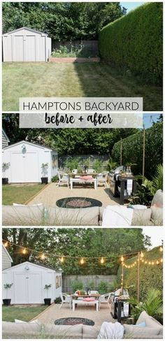 Reclaimed Wood Shed Sign Create your very own Hamptons-inspired backyard retreat with these simple decor ideas and tutorials. See the full before and after photos on Large Backyard, Backyard Patio, Backyard Landscaping, Diy Patio, Patio Ideas, Wood Patio, Patio Table, Landscaping Ideas, Luxury Landscaping