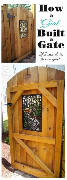 How to build a gate with a decorative window by Confessions of a Serial Do-it-Yourselfer - My Backyard Now Backyard Projects, Outdoor Projects, Home Projects, Backyard Ideas, Outdoor Spaces, Outdoor Living, Outdoor Decor, Outdoor Furniture, Building A Gate