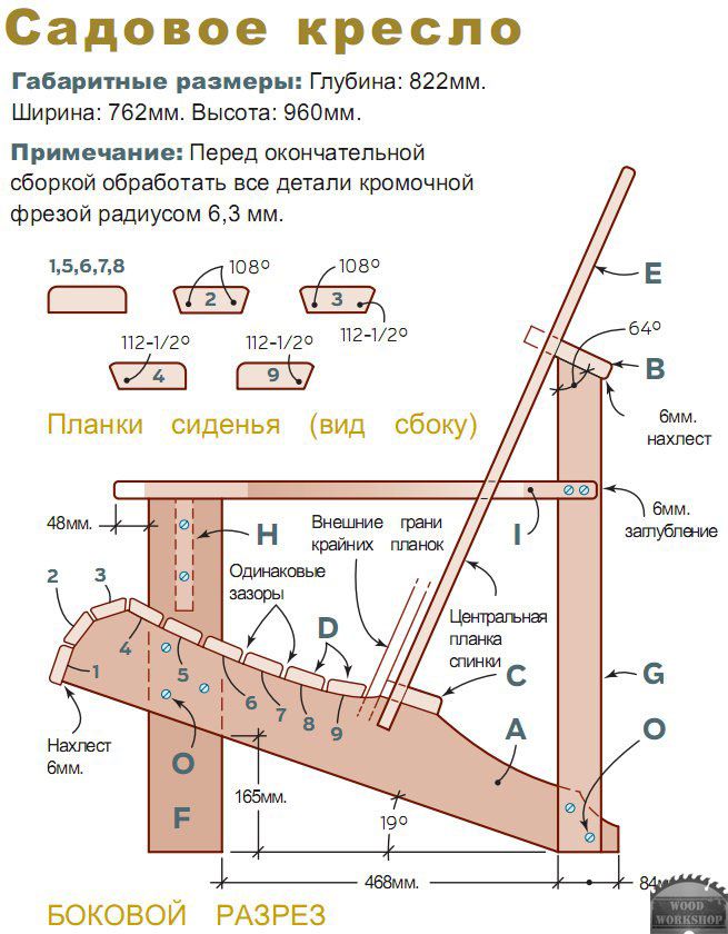 Кресло для дачи своими руками из дерева чертежи с размерами