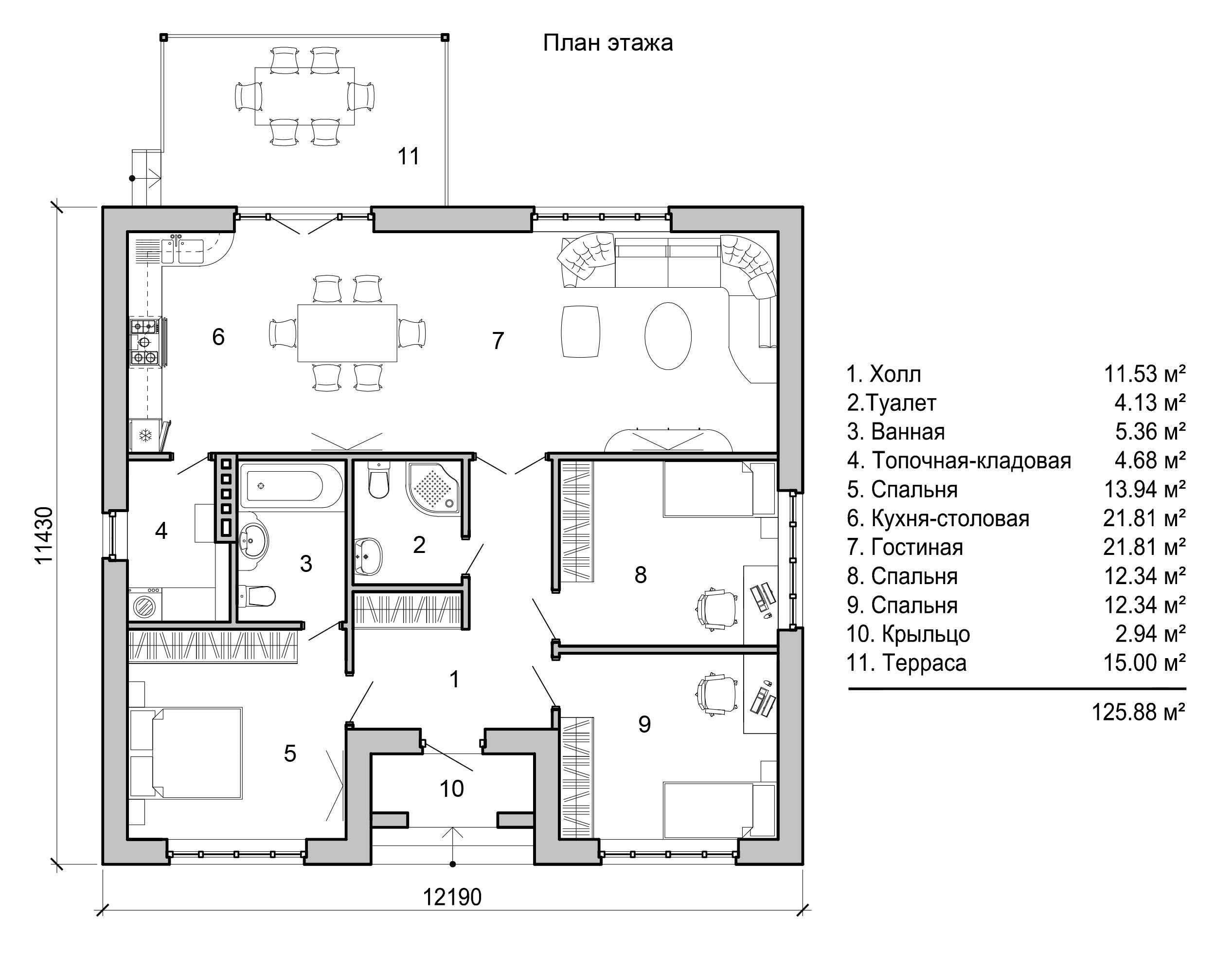 План одноэтажных домов: готовые и типовые. Каталог содержит планировки .