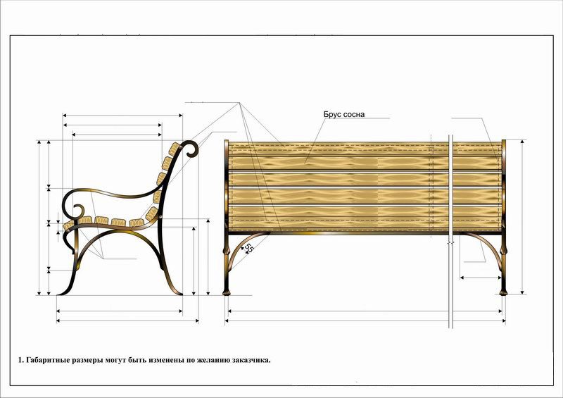 Чертежи лавочек из профильной трубы с размерами