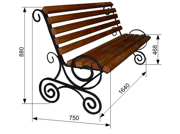 Чертеж садовой лавочки