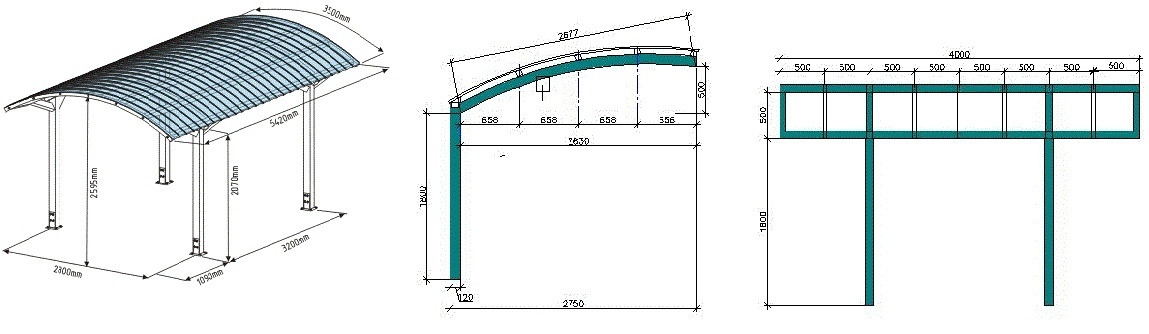 Навес для автомобиля из поликарбоната чертежи